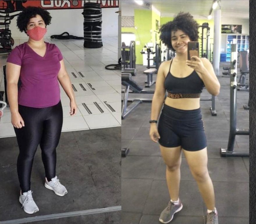 Antes e depois de Joyce A., 7 meses de acompanhamento