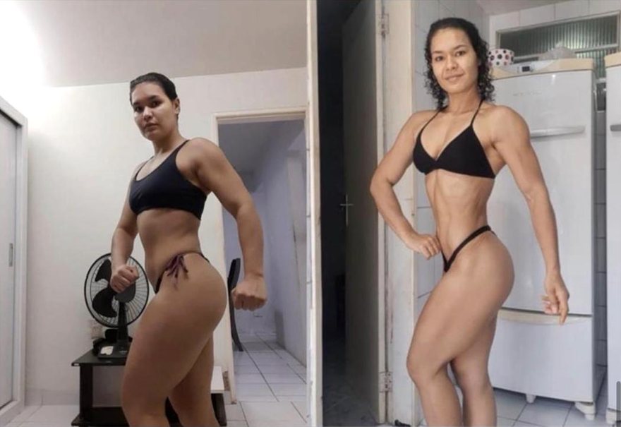 Antes e depois de Elivania, recomposição em 16 semanas